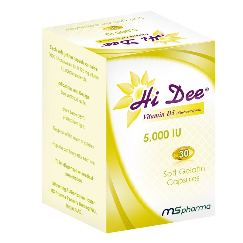 Hi Dee Vitamin D3 5000 IU Soft Gelatin Capsules 30's