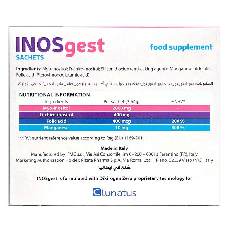 INOSgest Women's Supplement Powder Sachets For Oral Solution With Inositol, Folic Acid & Manganese 2.4g, Pack of 30’s, Exp Date: Dec 2024