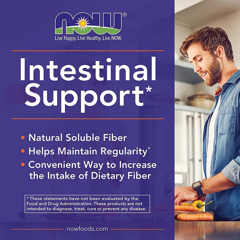 Now Whole Psyllium Husk Soluble Fiber Supplement Powder 454g