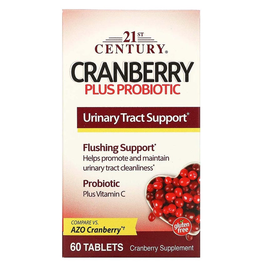 21st Century Cranberry Plus Probiotic Tablets For Urinary Tract Support, Pack of 60's