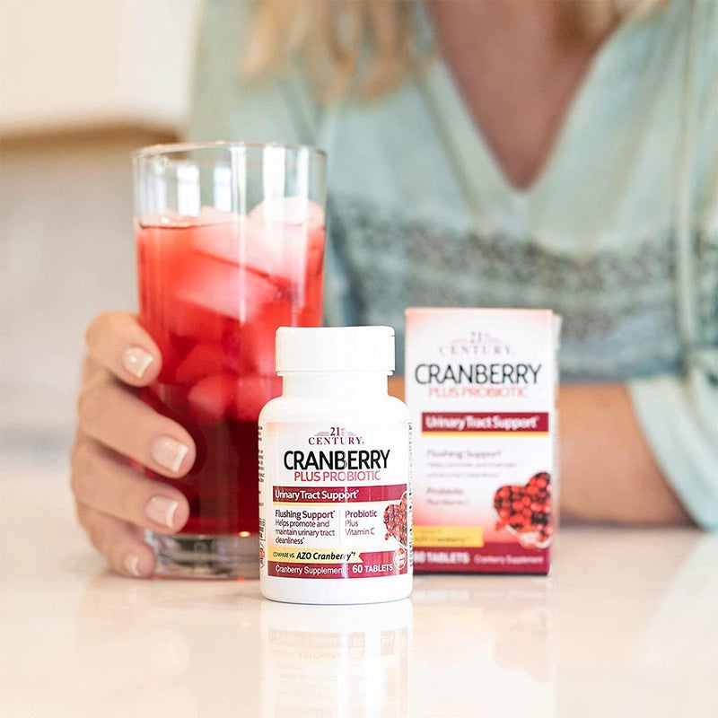 21st Century Cranberry Plus Probiotic Tablets For Urinary Tract  Support, Pack of 60's