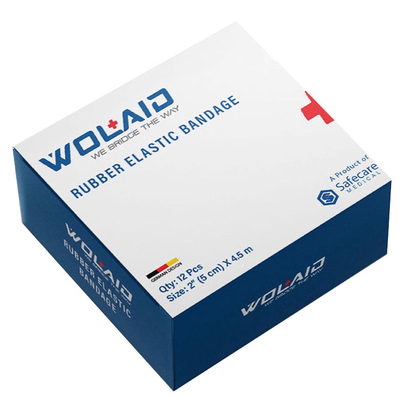 Wolaid Rubber Elastic Bandages 5cm* 4.5m, Pack of 12’s 