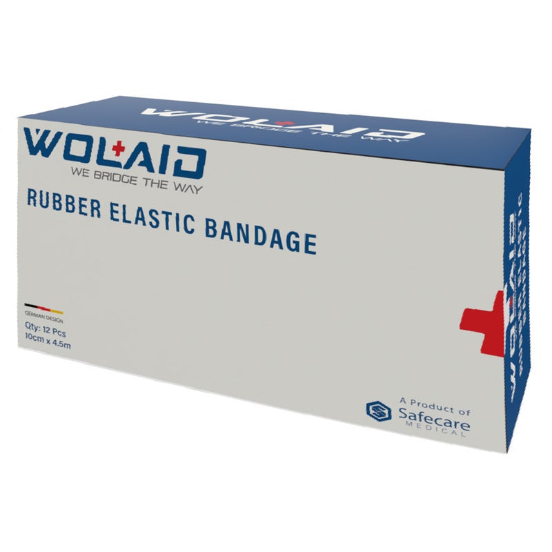 Wolaid Rubber Elastic Bandages 10cm*4.5m, Pack of 12’s 