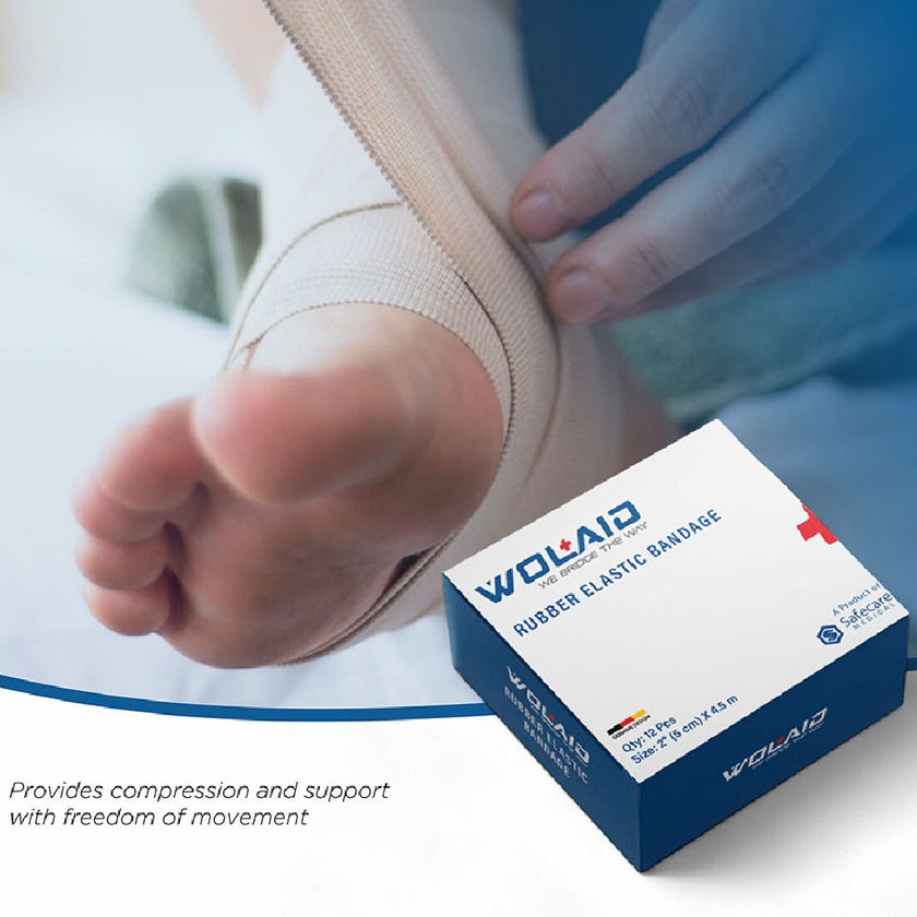 Wolaid Rubber Elastic Bandages 10cm*4.5m, Pack of 12’s 