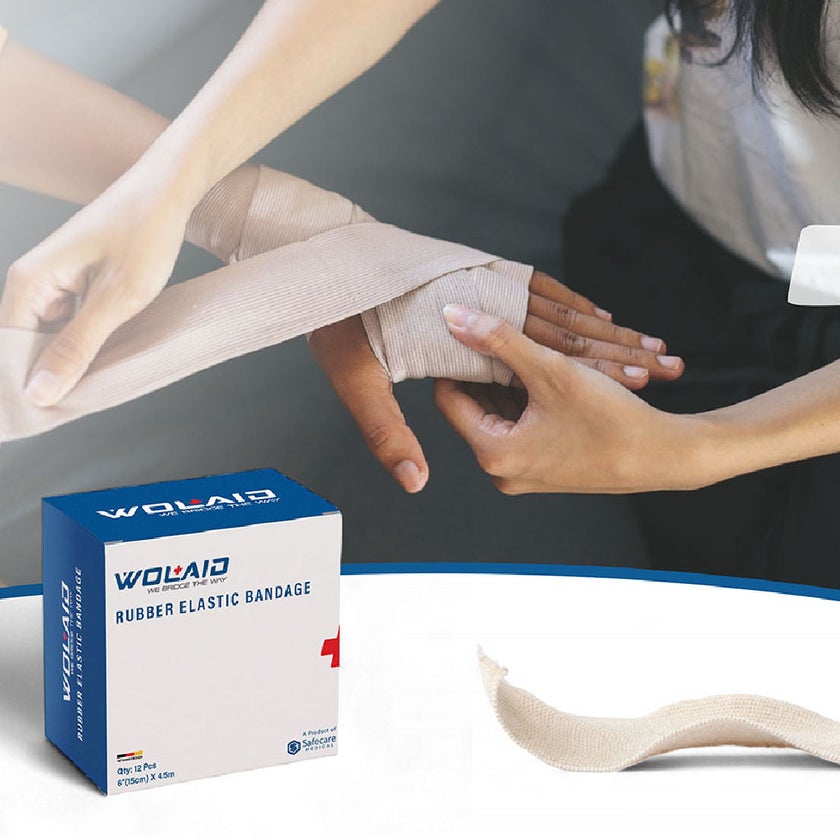 Wolaid Rubber Elastic Bandages 10cm*4.5m, Pack of 12’s 
