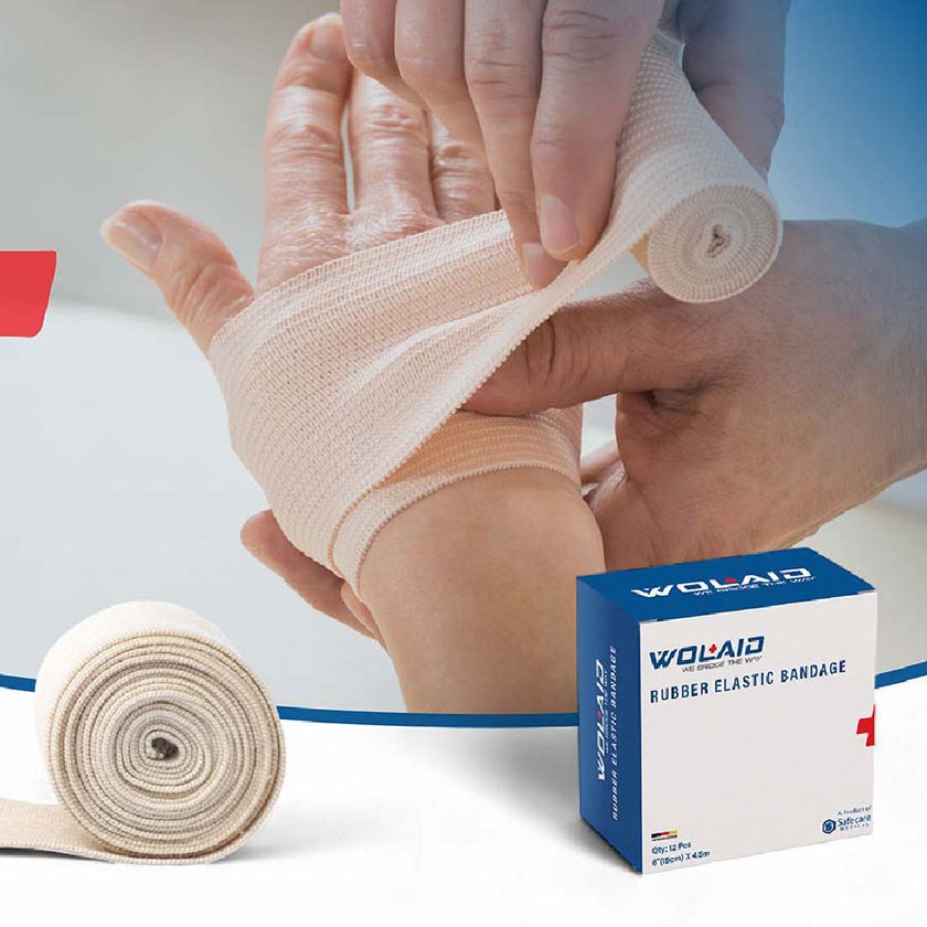 Wolaid Rubber Elastic Bandages 10cm*4.5m, Pack of 12’s 