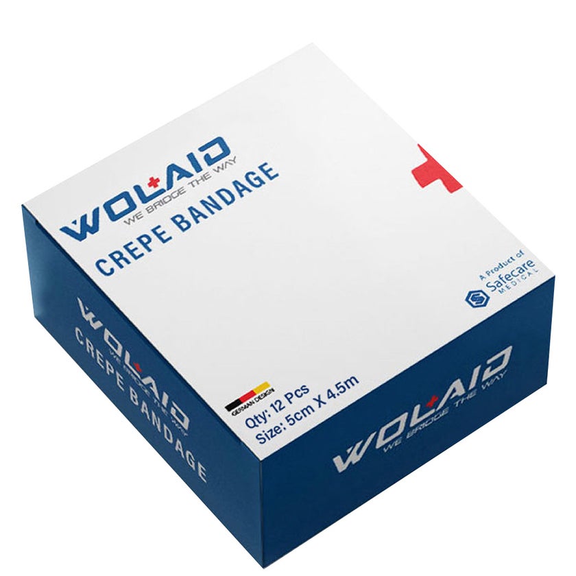 Wolaid Crepe Bandages For Pain Relief 5cm*4.5 m, Pack of 12’s 