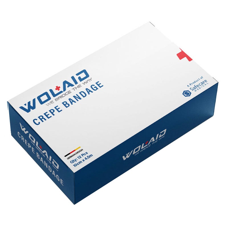 Wolaid Crepe Bandages For Pain Relief 10cm*4.5m, Pack of 12’s 