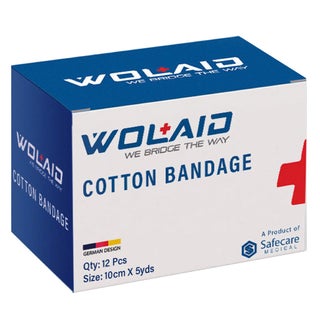 Wolaid Wound Dressing Cotton Bandage 10cm, Pack of 12’s 