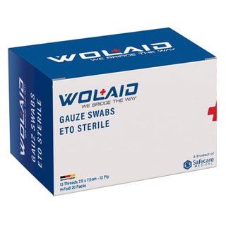 Wolaid ETO Sterile Gauze Swabs 7.5*7.5cm, 12 Ply, Pack of 100’s 