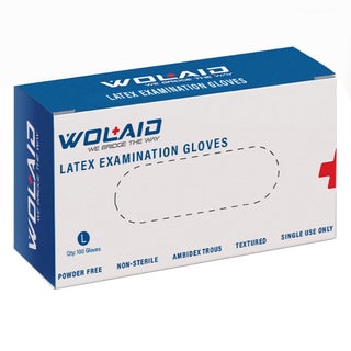 Wolaid Latex Examination Powder Free Hand Gloves Large Size, Pack of 100’s