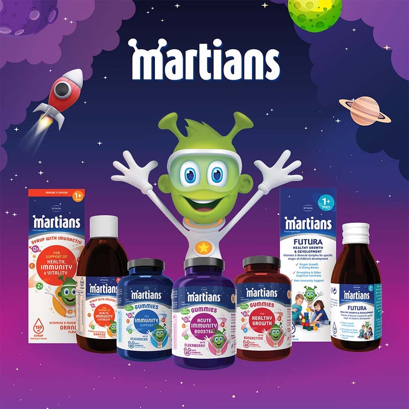Martians Vitamins and Minerals Syrup with ImunActiv Orange 150 mL