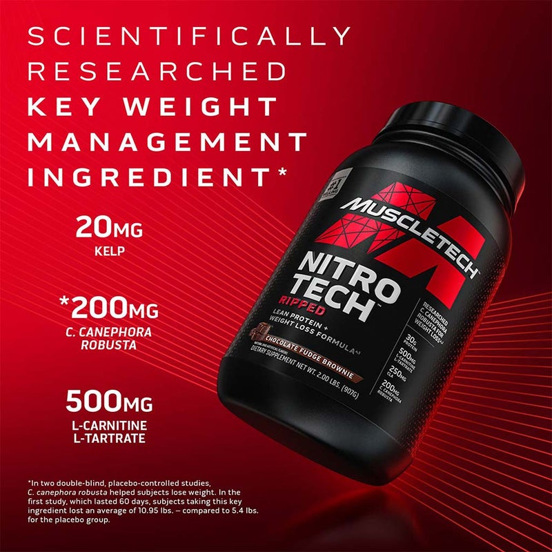 MuscleTech Nitrotech Ripped Powder Chocolate Fudge Brownie 4 LB
