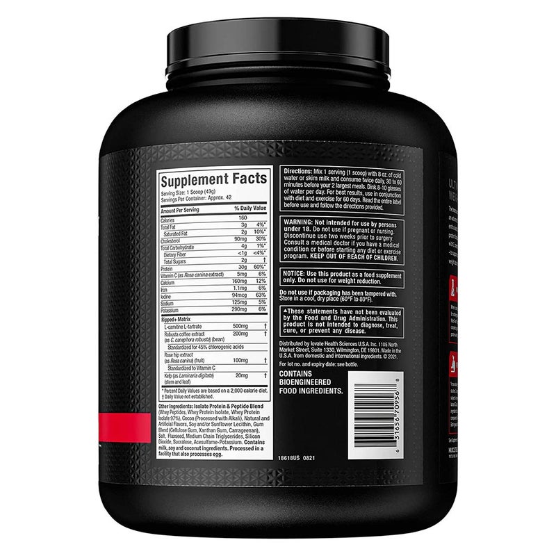 MuscleTech Nitrotech Ripped Powder Chocolate Fudge Brownie 4 LB