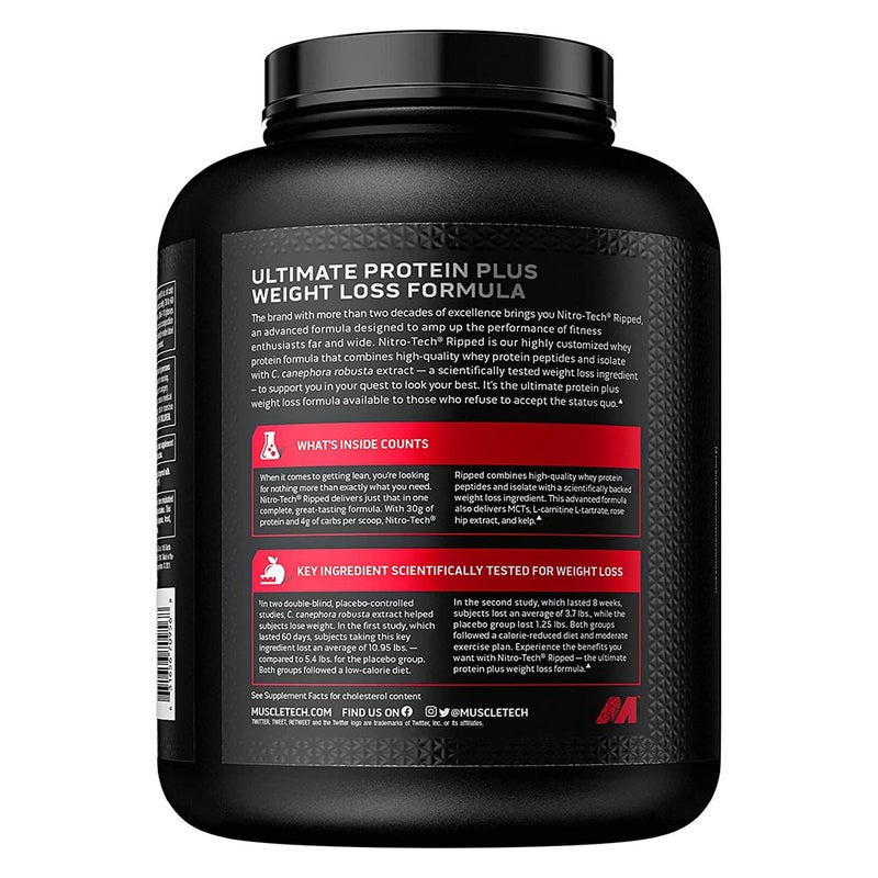 MuscleTech Nitrotech Ripped Powder Chocolate Fudge Brownie 4 LB