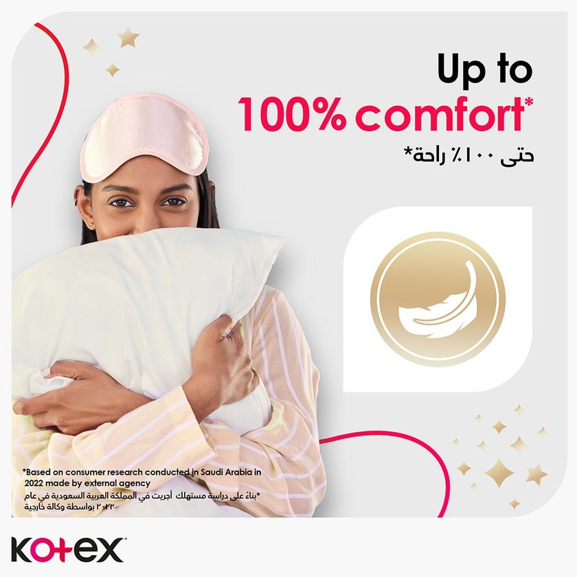 Kotex Maxi Protect Thick Sanitary Pads With Wings For Overnight Protection, Pack of 16's