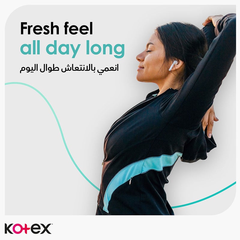 Kotex Antibacterial Daily Panty Liners For 99% Protection from Bacteria, Scented, Long Size, Pack of 20's