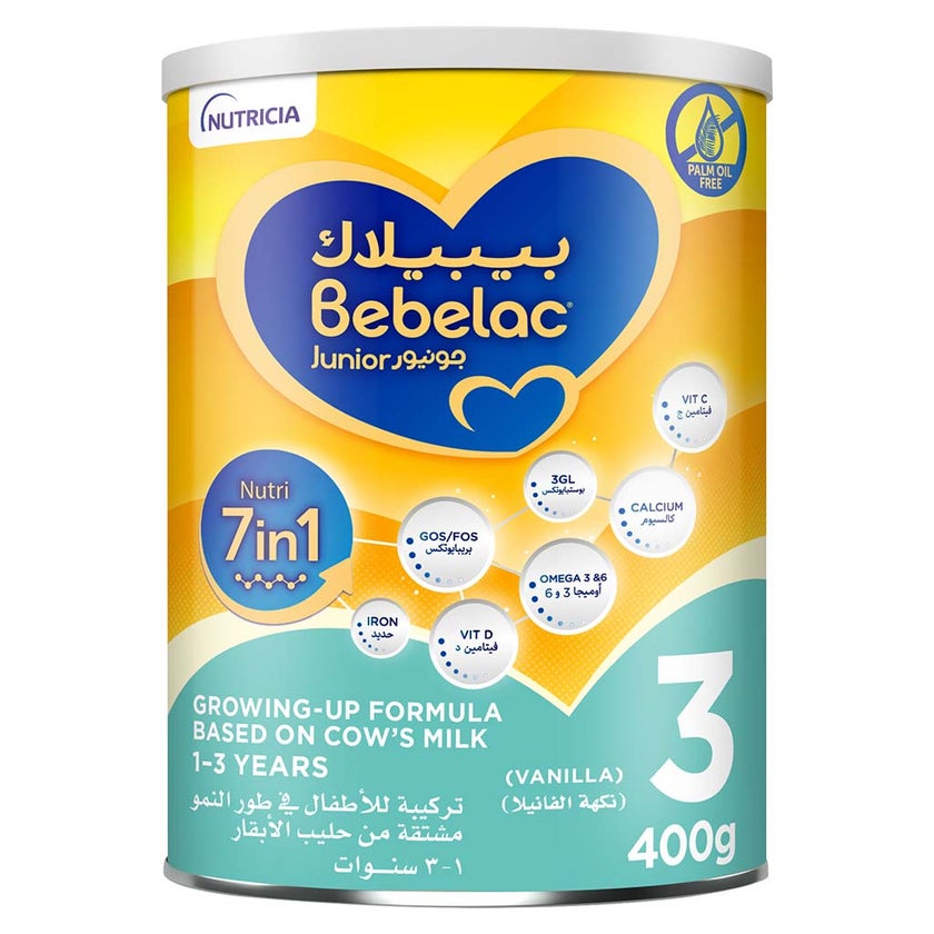 Bebelac Junior Nutri 7 In 1 Stage 3 Toddlers Milk Formula For 1 To 3 Years 400g