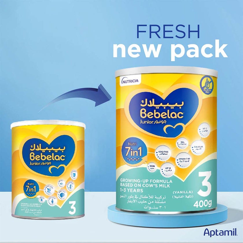 Bebelac Junior Nutri 7 In 1 Stage 3 Toddlers Milk Formula For 1 To 3 Years 400g