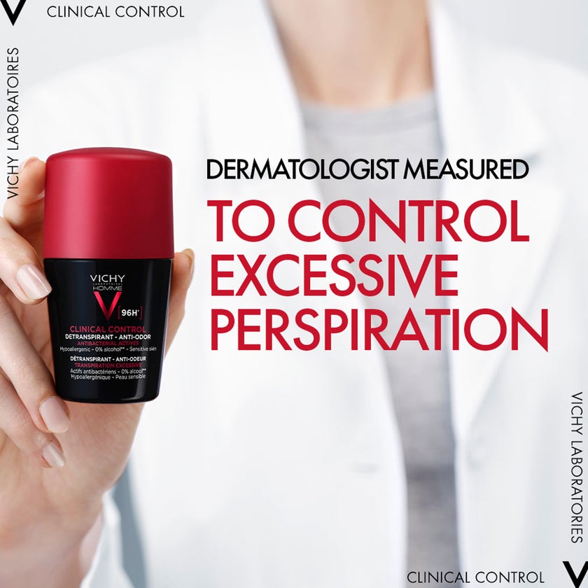 Vichy 96 Hour Clinical Control Dry Touch Anti-Odour Deodorant Roll-On For Men 50ml
