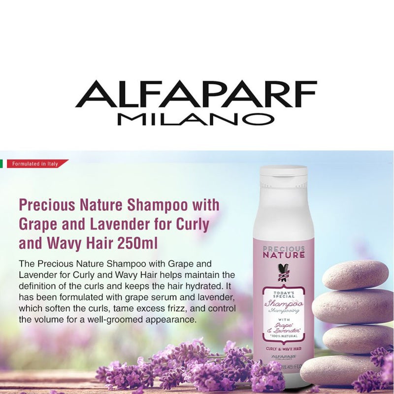 Alfaparf Milano Precious Nature Curly & Wavy Hair Shampoo With Grape & Lavender 250ml