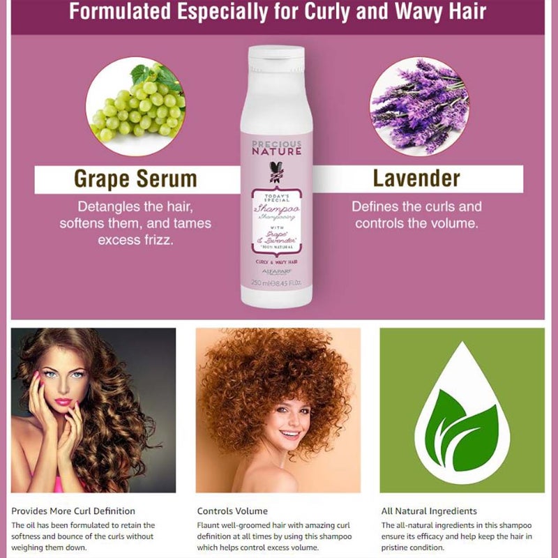 Alfaparf Milano Precious Nature Curly & Wavy Hair Shampoo With Grape & Lavender 250ml