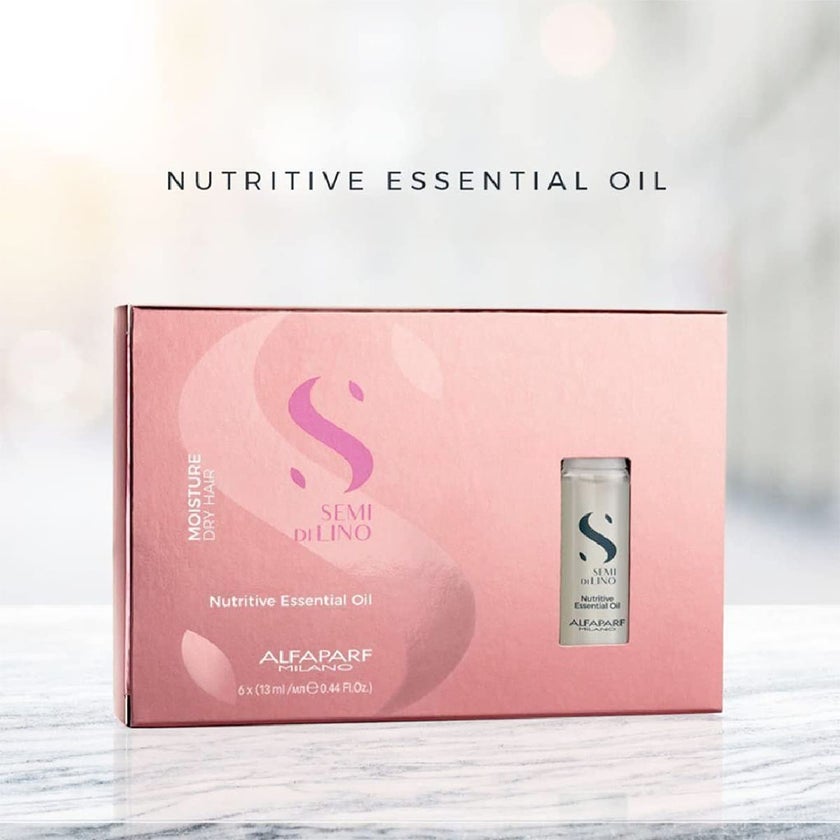 Alfaparf Milano Semi Di Lino Moisture Nutritive Essential Hair Oil For Dry Hair, Pack of 6 x 13ml Vials