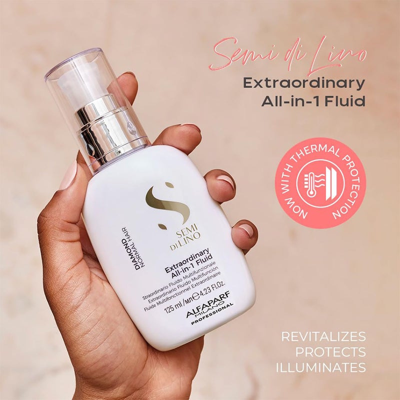 Alfaparf Milano Semi Di Lino Diamond Extraordinary All-In-One Leave-In Fluid With Thermal Protection For Normal Hair 125ml