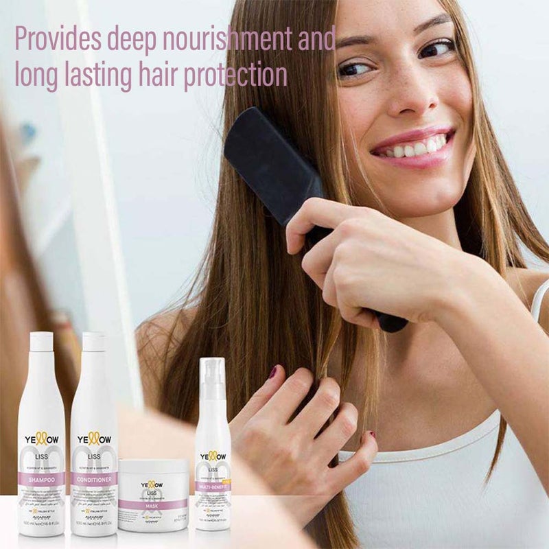 Alfaparf Yellow Liss Professional Anti-Frizz Smoothing Shampoo With Keratin HT & Amaranth For Frizz Hair 500ml