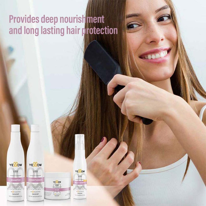 Alfaparf Yellow Liss Professional Anti-Frizz Smoothing Conditioner With Keratin HT & Amaranth For Frizz Hair 500ml