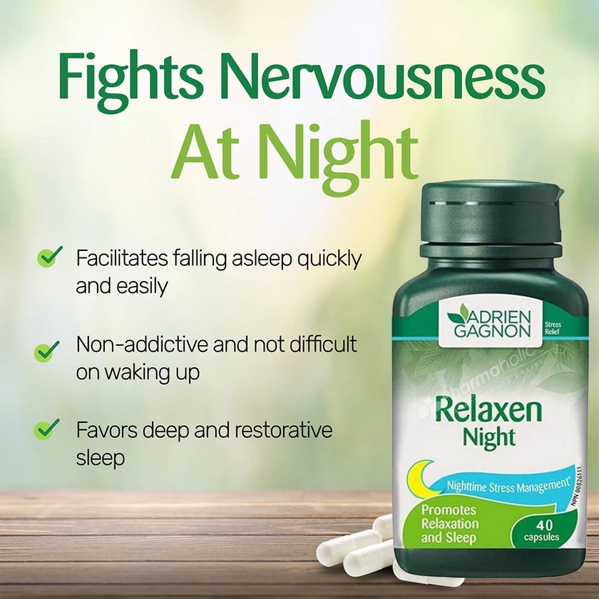 Adrien Gagnon Stress Management Relaxen Night Capsules, Pack of 40's