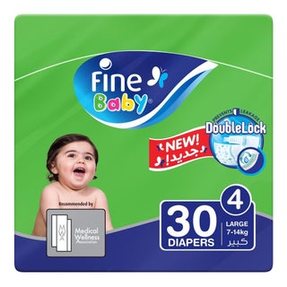 Fine Baby Double Lock Large Diapers Size 4, 7-14 Kg 30's
