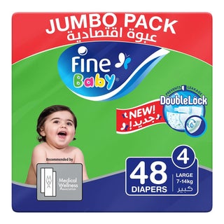 Fine Baby Double Lock Large Diapers Size 4, 7-14 Kg 48's