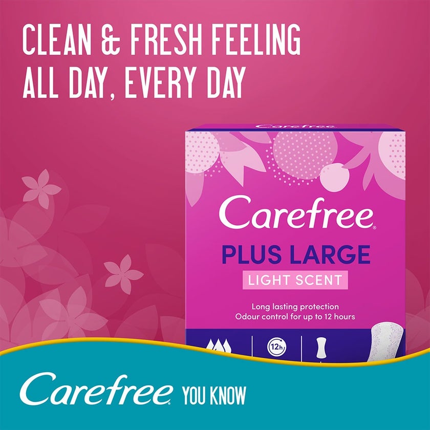 Carefree Plus Large Super Absorbent Light Scented Panty Liners, Pack of 48's