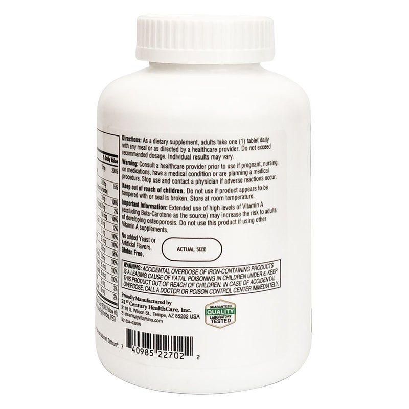 21st Century Sentry Adult Multivitamin & Multimineral Supplement Tablets, Pack of 300's