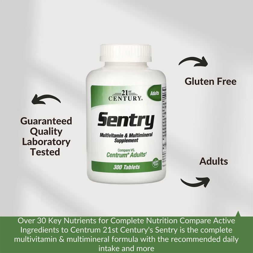 21st Century Sentry Adult Multivitamin & Multimineral Supplement Tablets, Pack of 300's