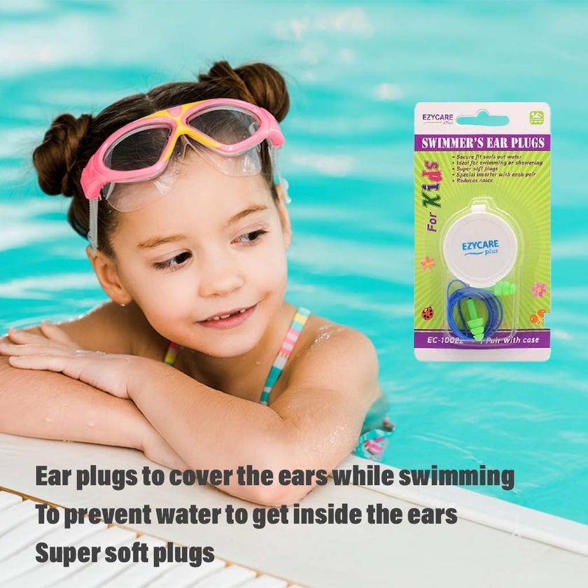 Ezycare Plus Swimmer's Ear Plugs For Kids With Case, Pack of 1 Pair