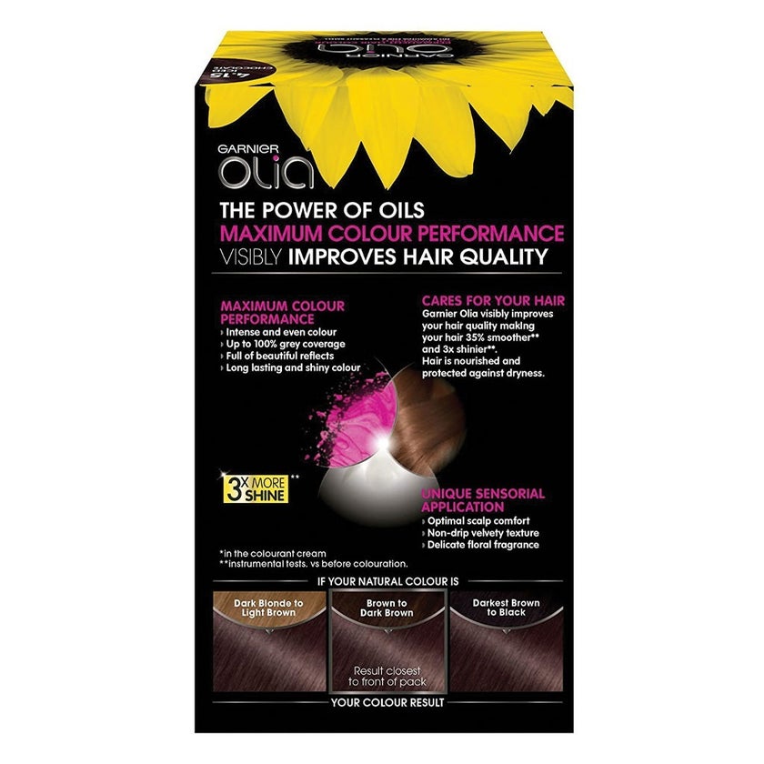 Garnier Olia Permanent Hair Color 4.15 Iced Chocolate Kit