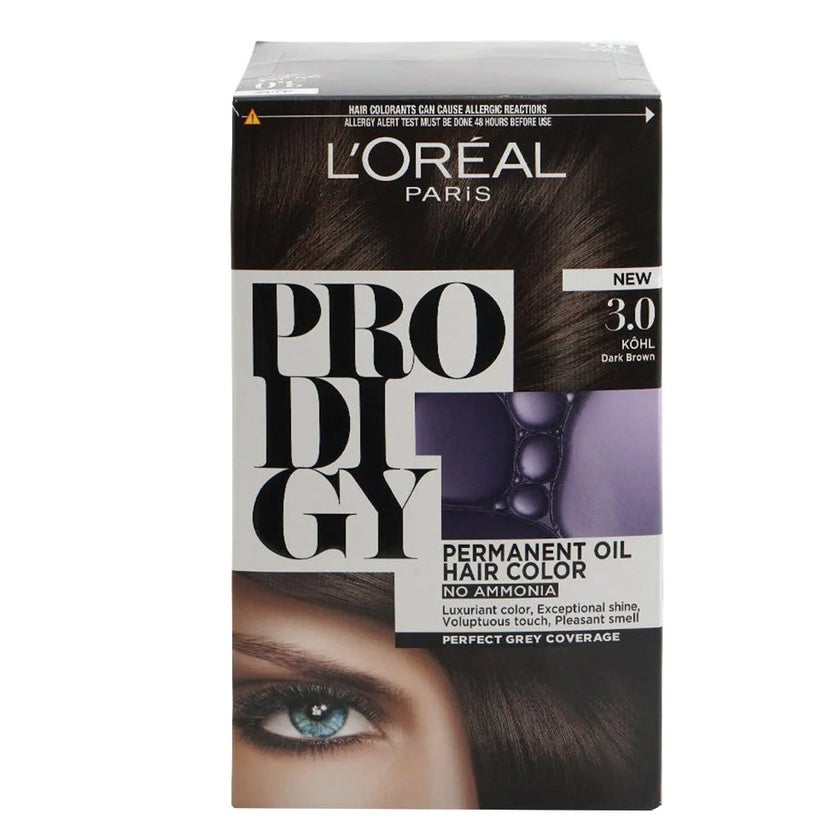 Loreal Paris Prodigy Permanent Oil Hair Color 3 Dark Brown Kohl Kit