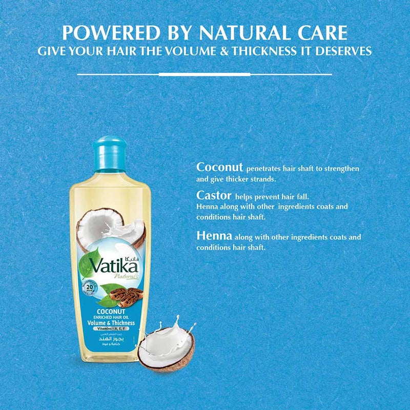 Dabur Vatika Naturals Volume & Thickness Coconut Enriched Hair Oil 300ml