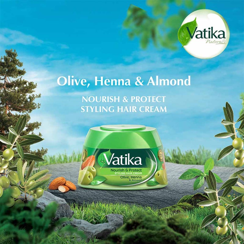 Dabur Vatika Nourish & Protect Styling Hair Cream With Olive, Henna & Almond 210ml