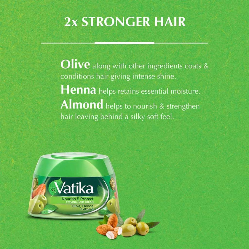 Dabur Vatika Nourish & Protect Styling Hair Cream With Olive, Henna & Almond 210ml