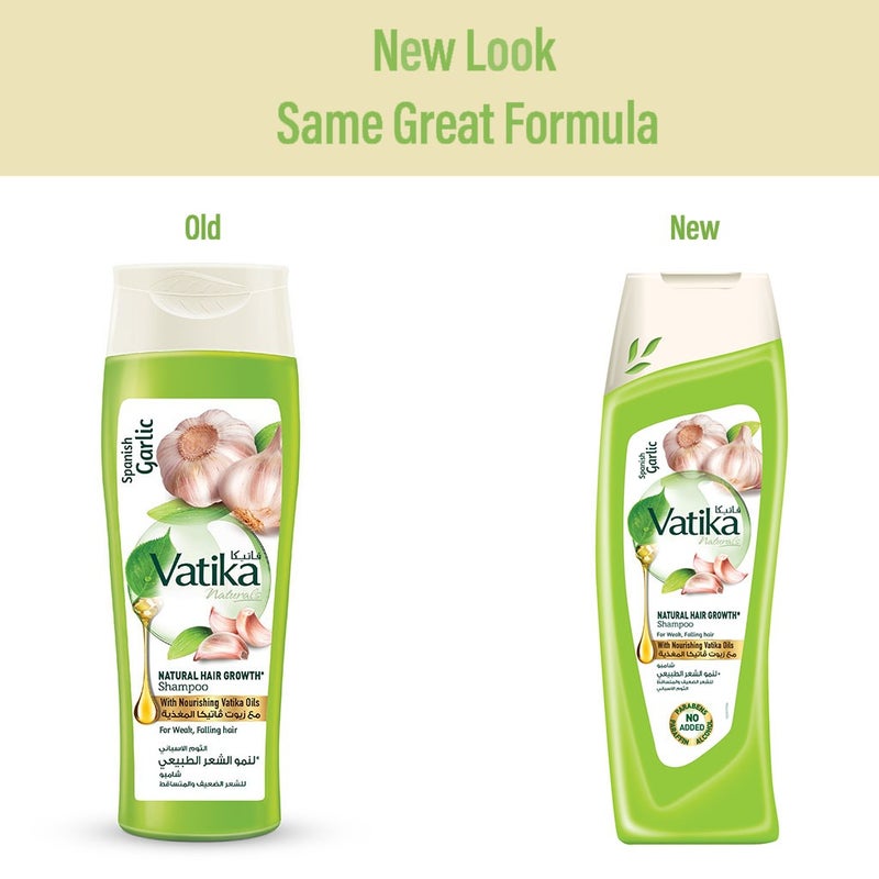 Dabur Vatika Naturals Spanish Garlic Natural Hair Growth Shampoo With Nourishing Vatika Oil For Weak, Falling Hair 400ml