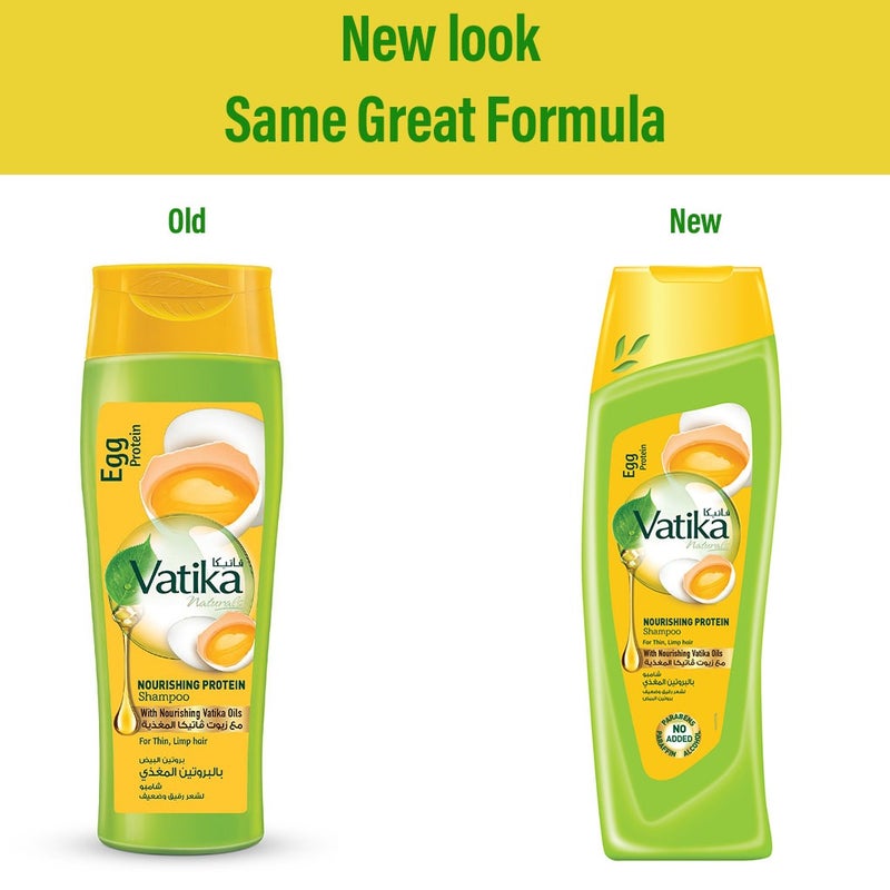 Dabur Vatika Naturals Egg Protein Nourishing Protein Shampoo With Vatika Oil For Thin, Limp Hair 400ml