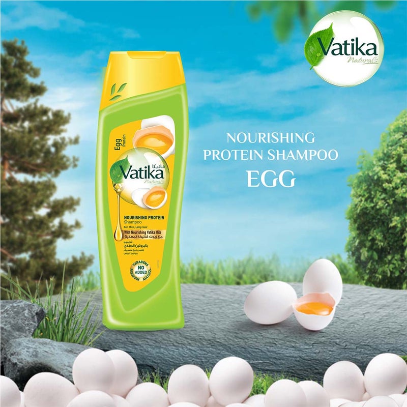 Dabur Vatika Naturals Egg Protein Nourishing Protein Shampoo With Vatika Oil For Thin, Limp Hair 400ml