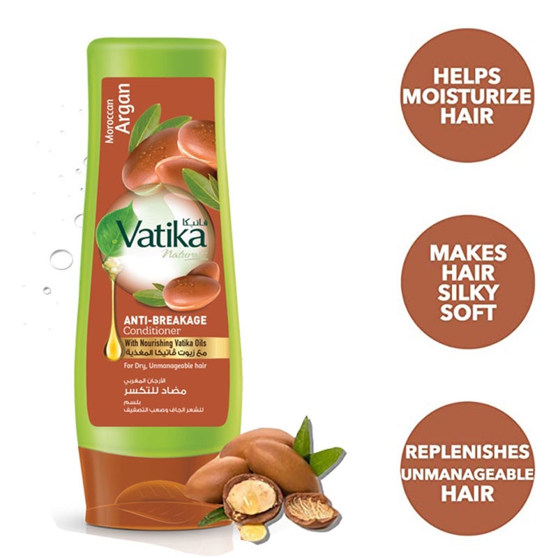 Dabur Vatika Naturals Moroccan Argan Anti-Breakage Conditioner For Dry & Unmanageable Hair 400ml