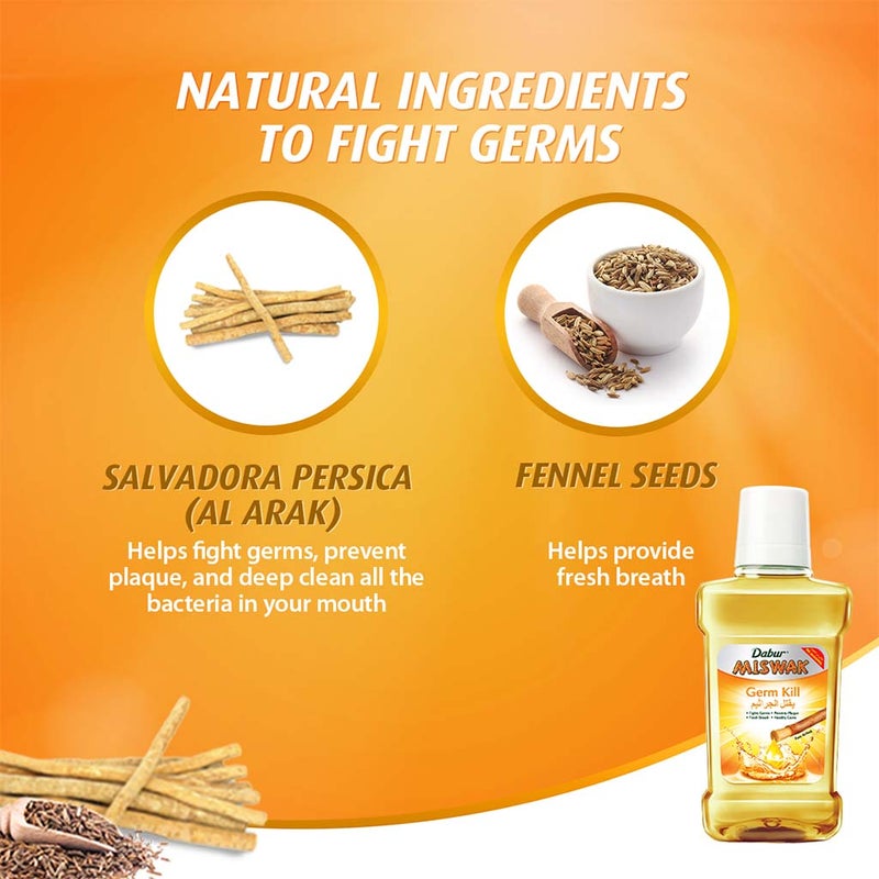 Dabur Miswak Germ Kill Mouthwash 250 mL