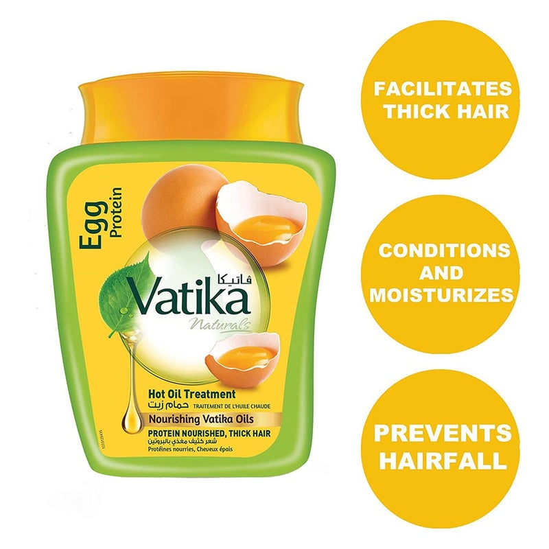 Dabur Vatika Naturals Egg Protein Hot Oil Treatment Cream For Protein Nourished, Thick Hair 1kg