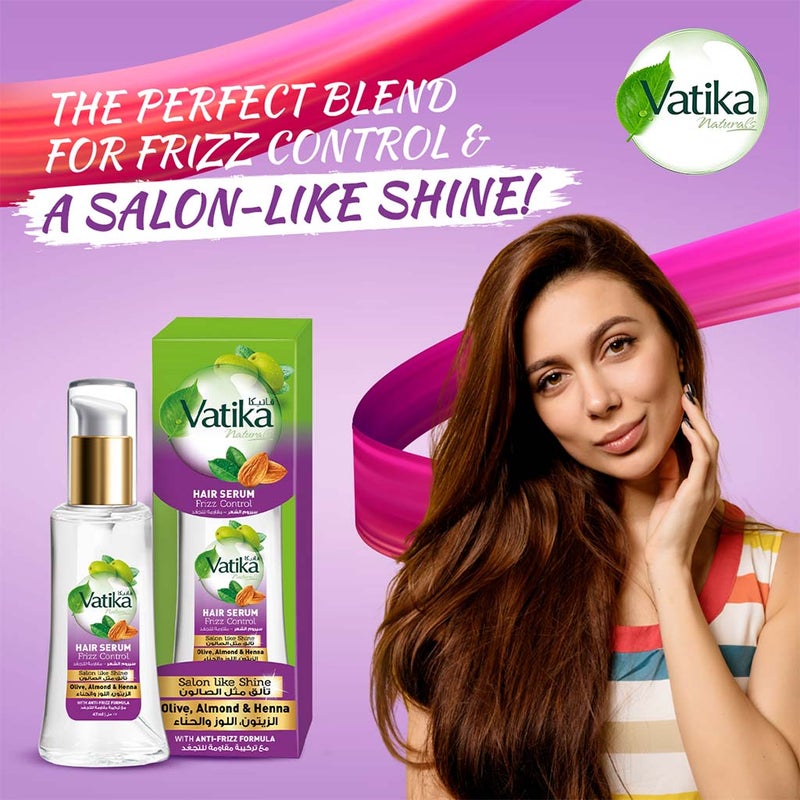 Dabur Vatika Naturals Frizz Control Hair Serum For Saloon Like Shine 47ml