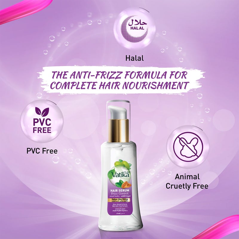 Dabur Vatika Naturals Frizz Control Hair Serum For Saloon Like Shine 47ml